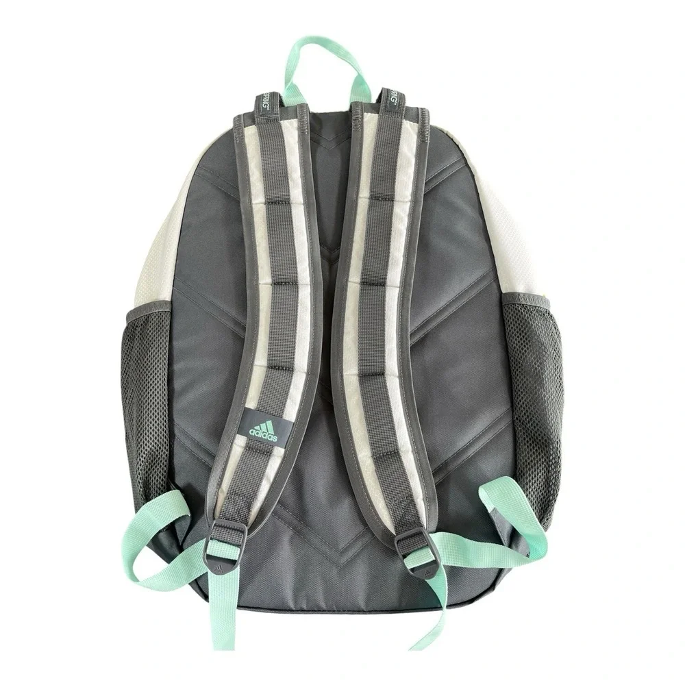 adidas Kids Colorblock Backpack White/Gray Mint Green Zip Adjustable Straps